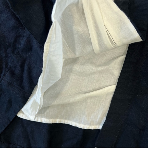 MAEVE ANTHROPOLOGIE COLOR BLOCK LINEN BUTTON FRONT OPEN  BACK MIDI DRESS SMALL - Picture 7 of 13